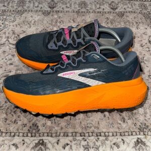 Brooks Caldera 6 Gray Orange Camo Trail Running Hiking Shoes Mens Size 10.5